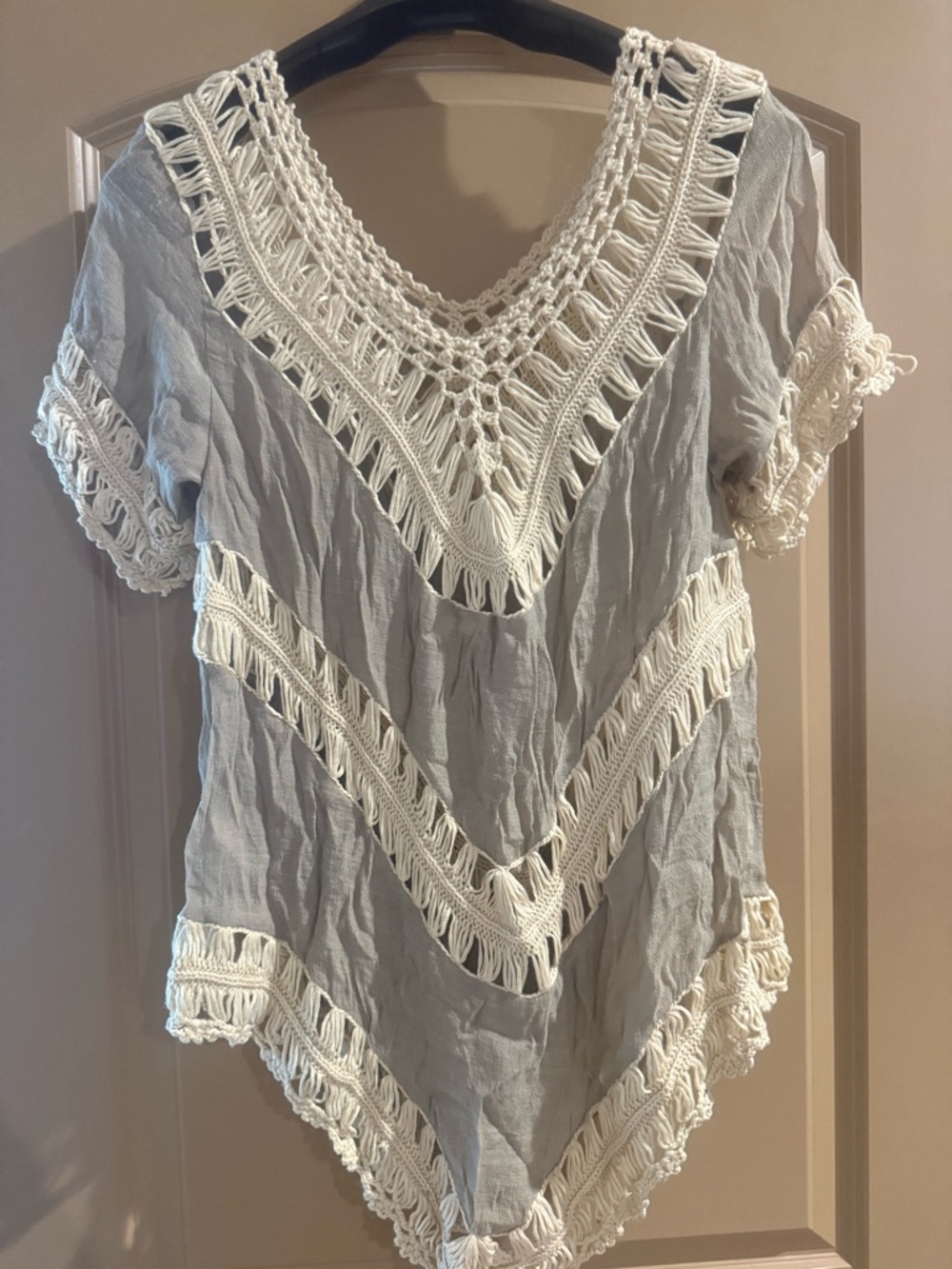 Boho Crochet Fringe Top Festival Beach Cover Up Free People Style